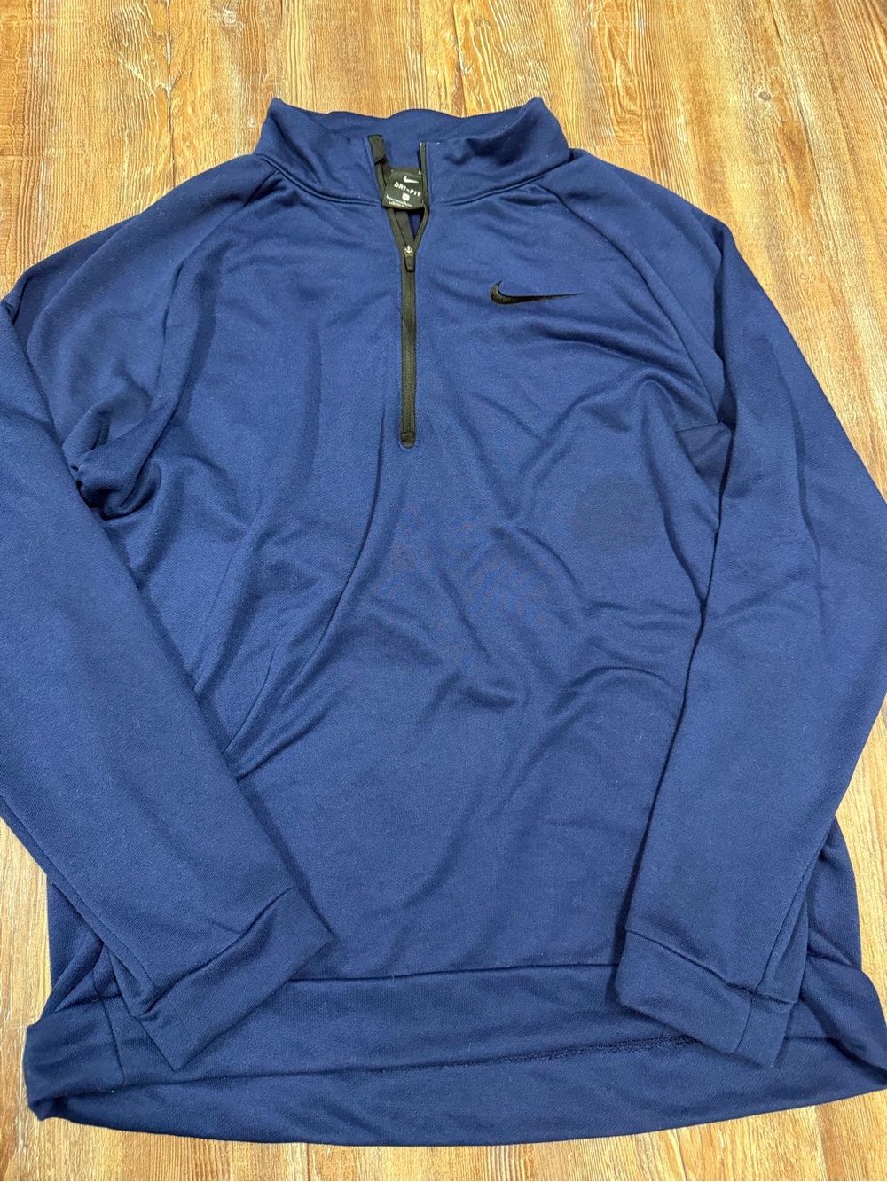 Nike Dri-Fit Quarter Zip Pullover in navy blue, size L